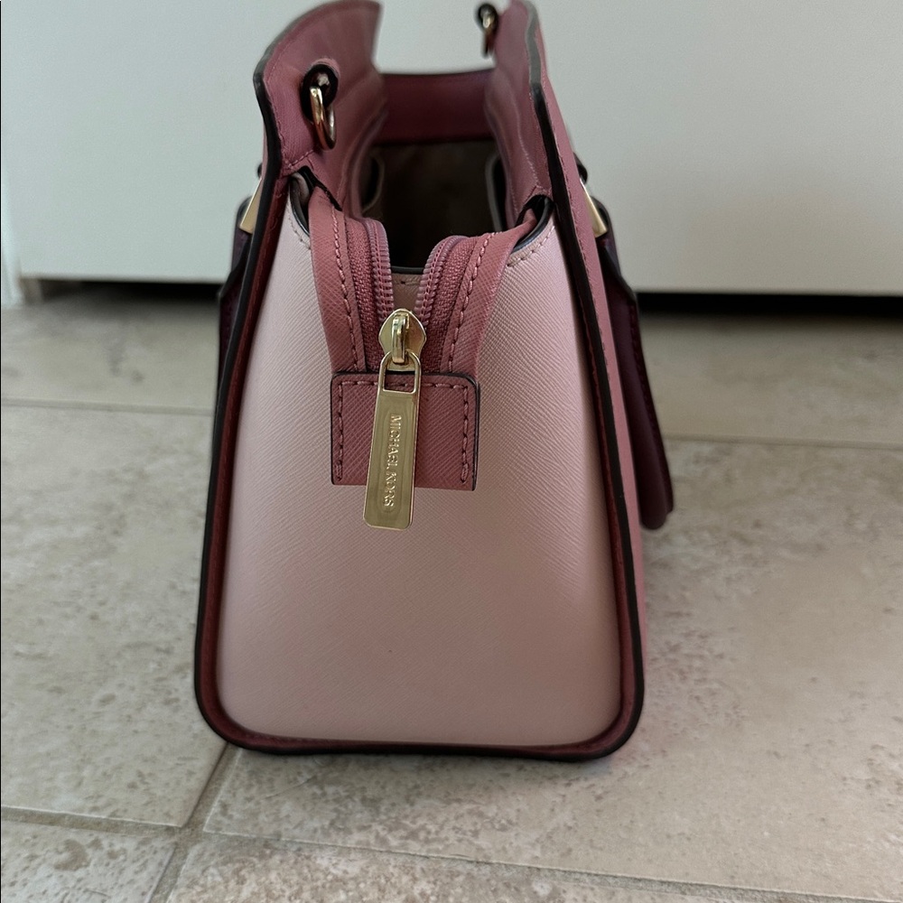 Michael Kors Rose Pink Tote with Burgundy Accents - Picture 5 of 6